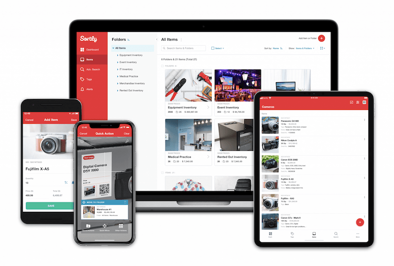 Sortly inventory management software works on tablets, desktops and smartphones