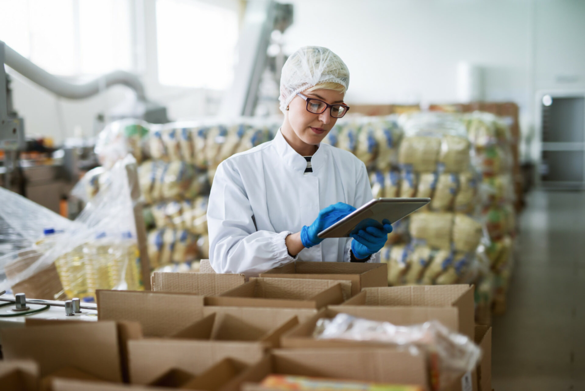 Inventory management is performed on a tablet.