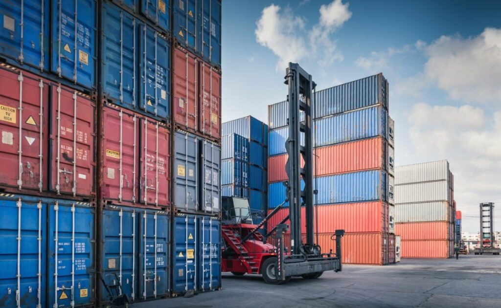 Shipping containers piled up at ports during the 2021 supply chain crisis.