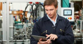 A man uses an asset tracking system.