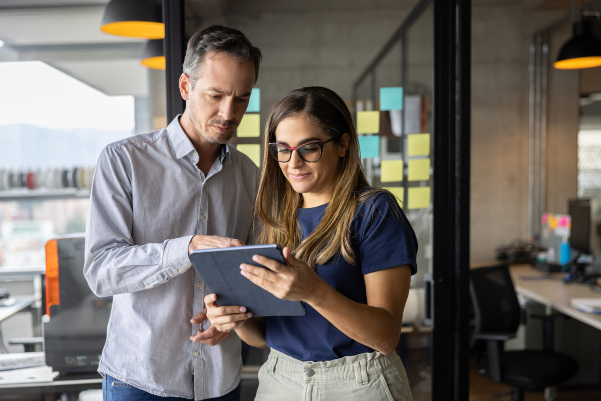 Employees practicing office inventory management