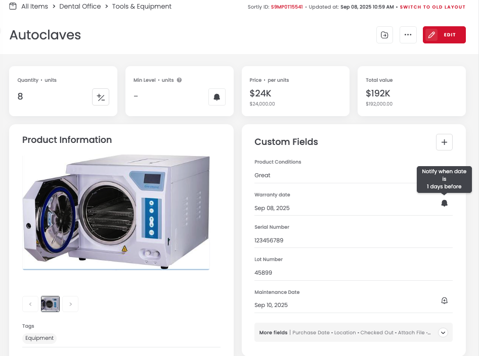 Product screenshot of a maintenance alert for best asset management software