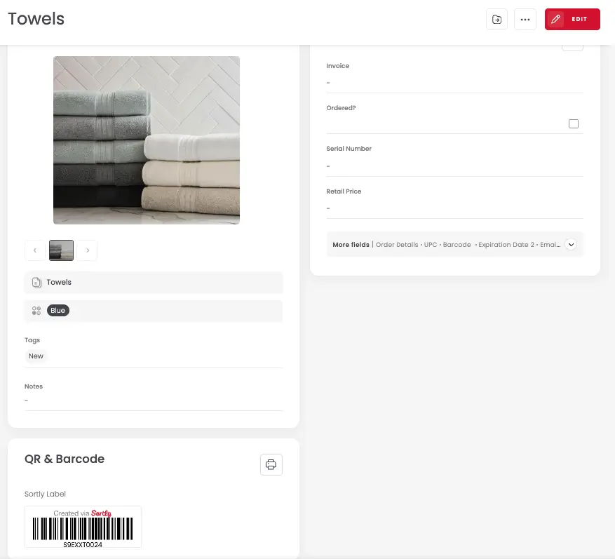 This barcode was generated by a barcode generator within Sortly's barcode generating software system.