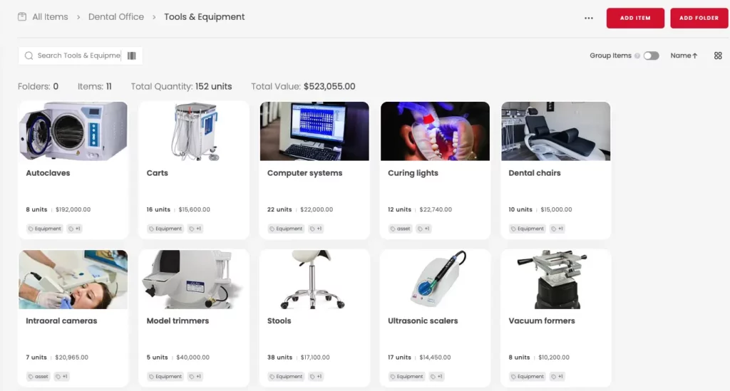 Physical asset management software is shown. 