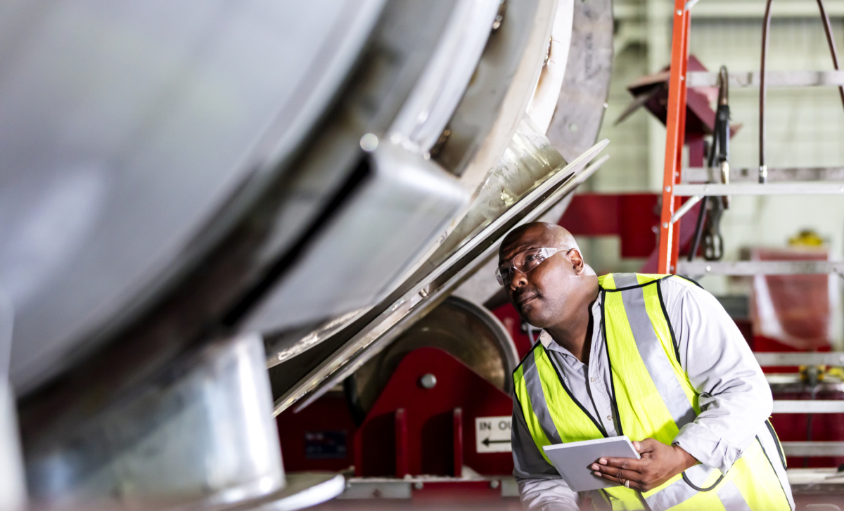 Heavy equipment tracking is performed using software installed on a tablet.