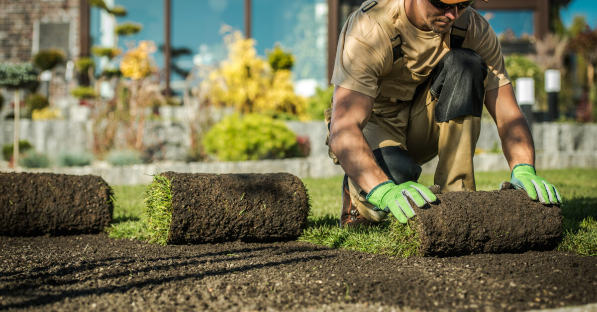 Landscape business employee in the field