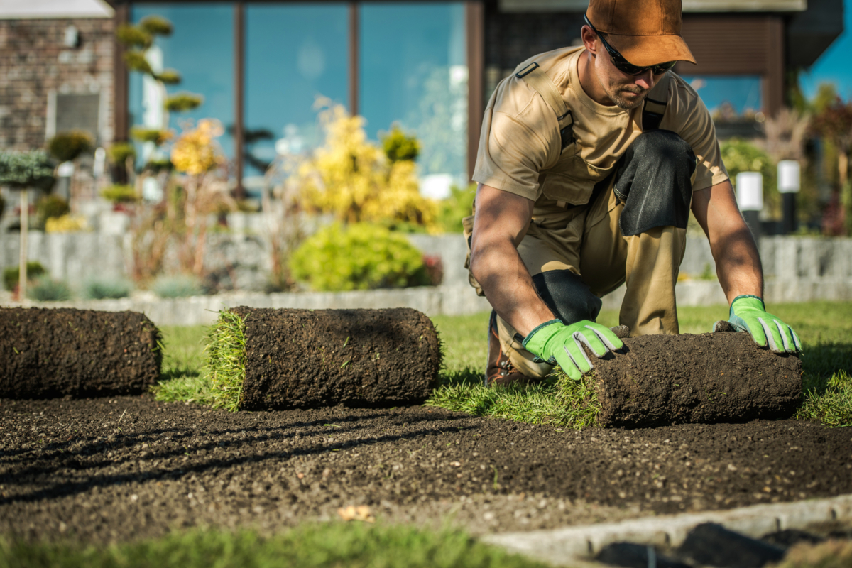 Landscape business employee in the field