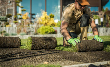 Landscape business employee in the field