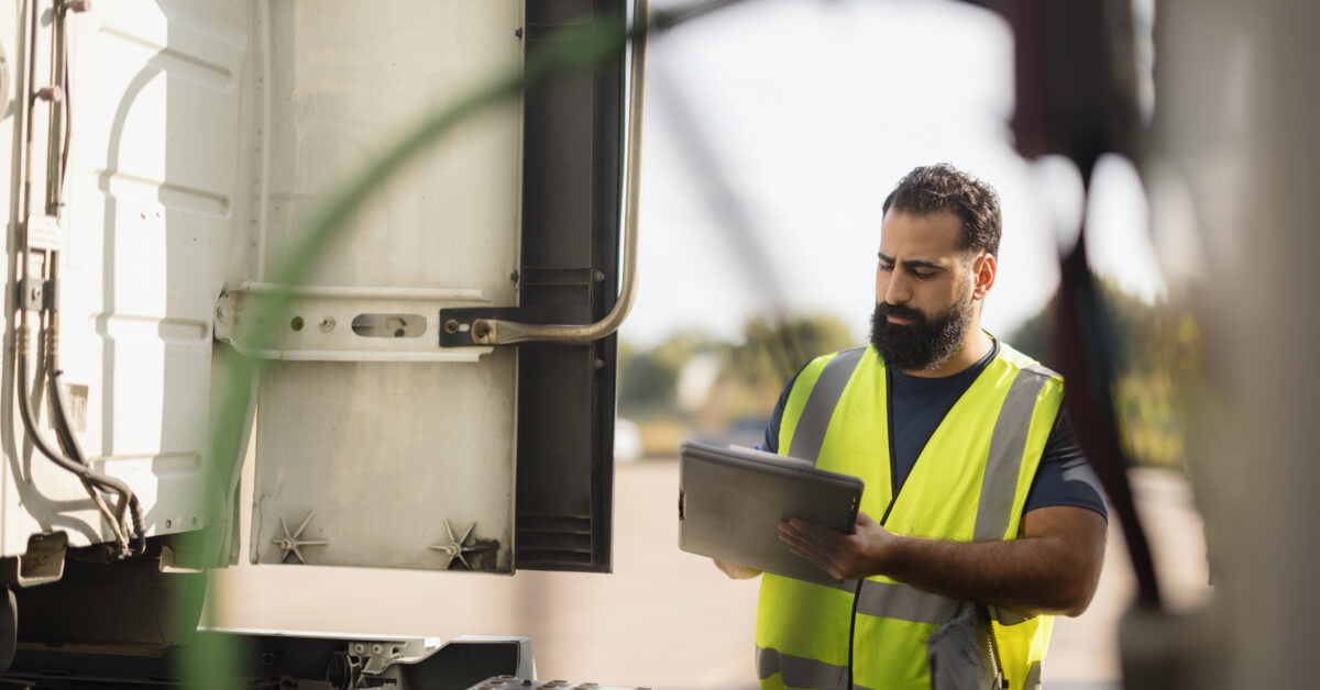 A man practices truck inventory management.