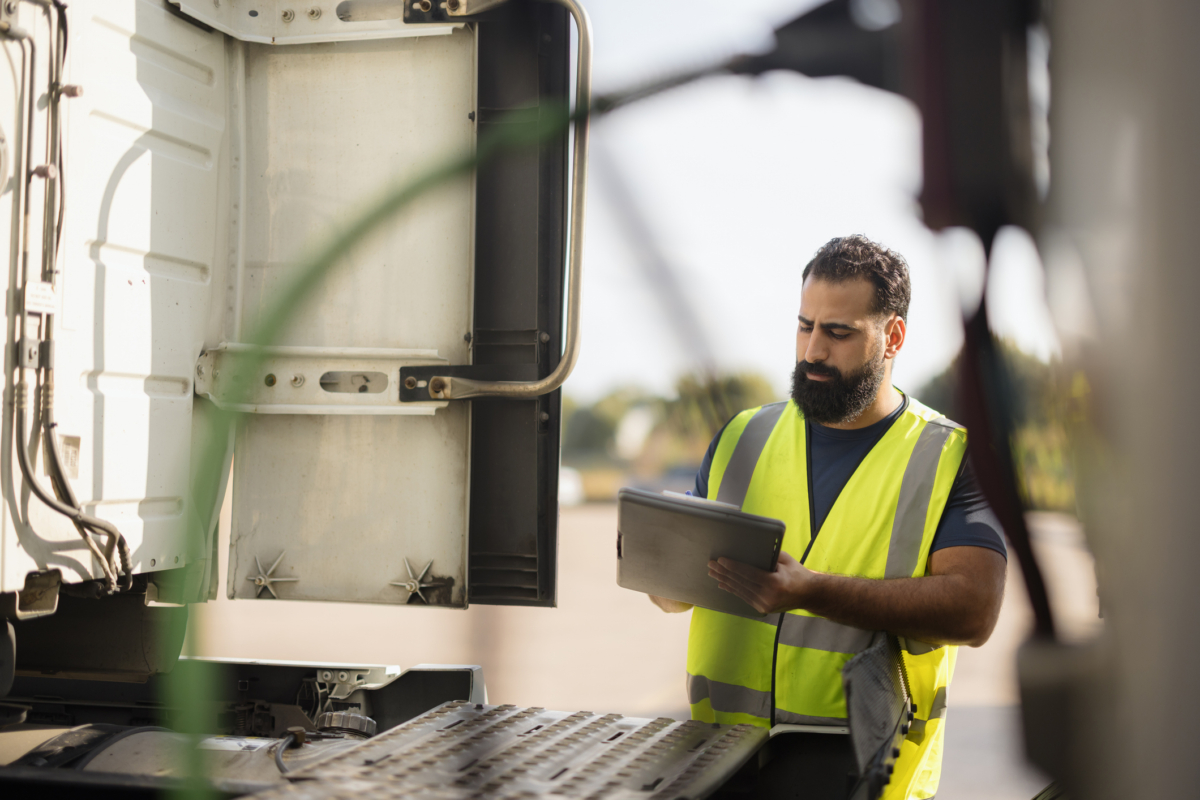 A man practices truck inventory management.