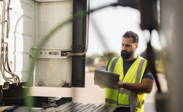 A man practices truck inventory management.