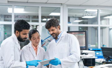 PPE inventory management software is used in a lab.
